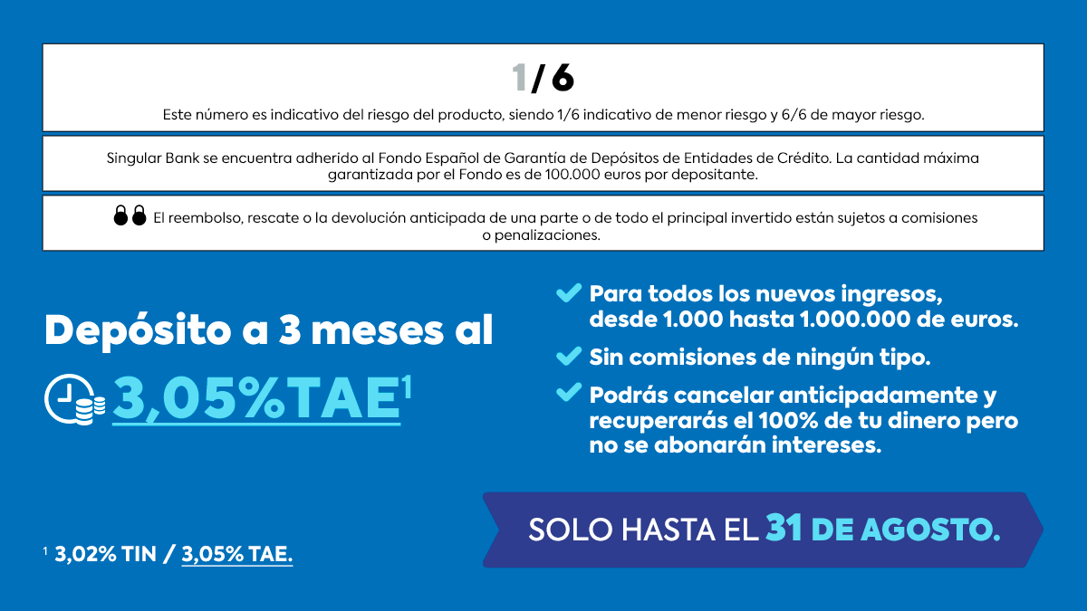 Self Bank sigue trabajando en la mejora continua de su oferta y ofrece un nuevo Depósito a 3 meses al 3,05% TAE